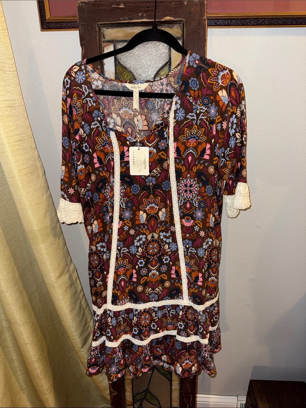 Matilda Jane Intermission Boho Shift Dress Womens Size L Floral Cottagecore NWT